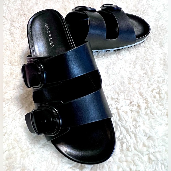 Marc Fisher | Shoes | Marc Fisher Kristane Black White Birkenstock Styled  Slide Sandal Size 95 | Poshmark
